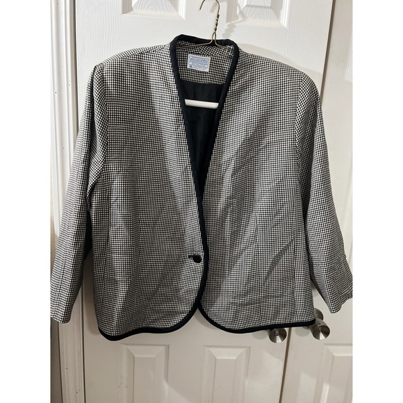 PENDLETON Vintage Houndstooth‎ Blazer Jacket Plus Size 24W 100% Virgin Wool USA - Picture 1 of 5